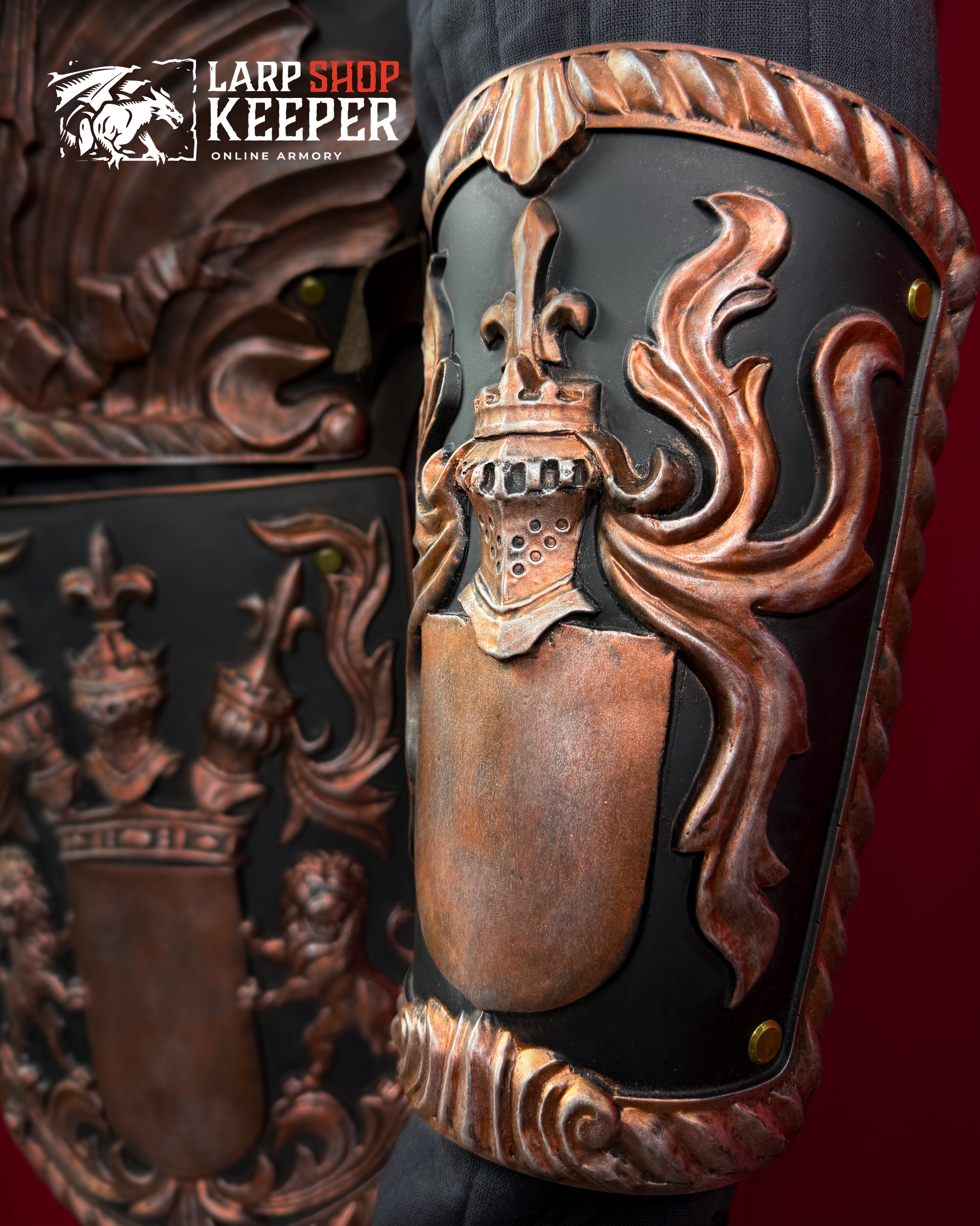 Lion Knight Bracers for LARP 2 made from PU (polyurethane resin)