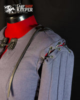 Fantasy female gambeson for LARP 2 with leather threads