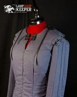 Fantasy female gambeson for LARP 4 with leather threads