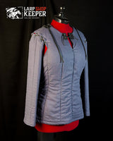Fantasy female gambeson for LARP 6 with leather threads