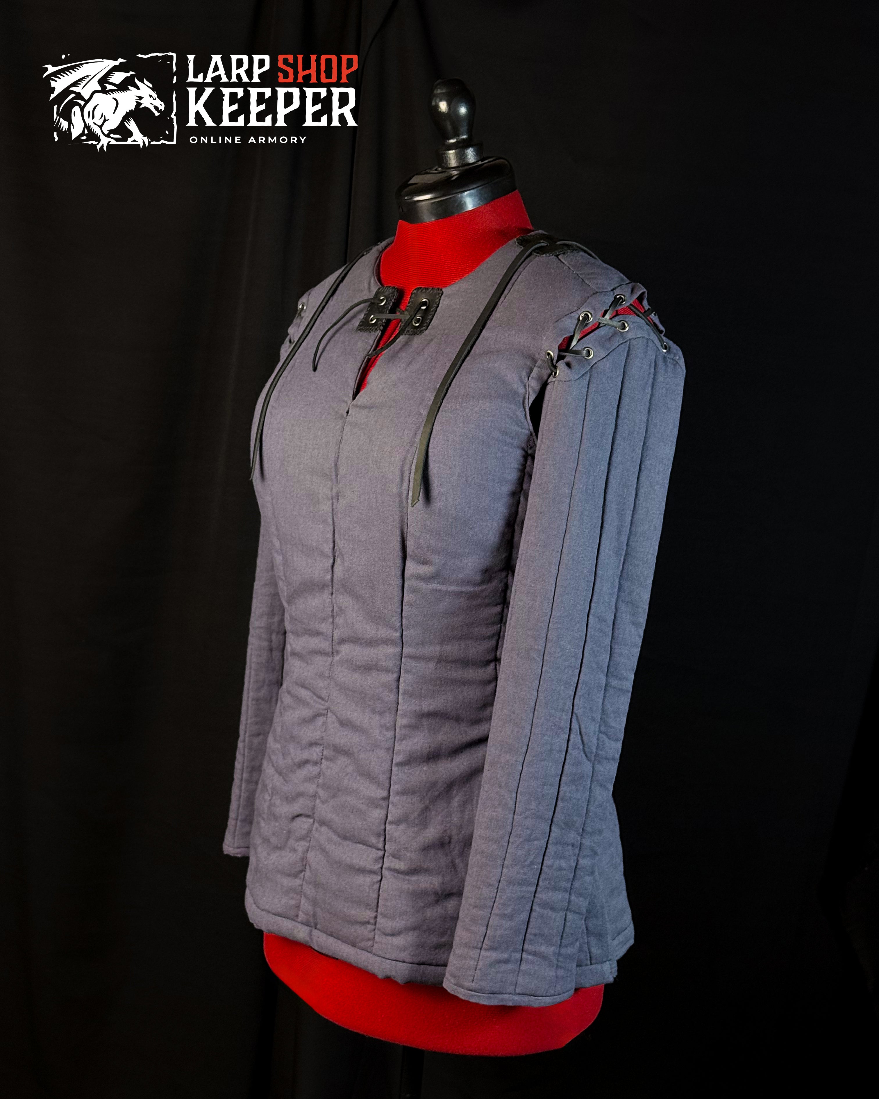 Fantasy female gambeson for LARP 9 with leather threads